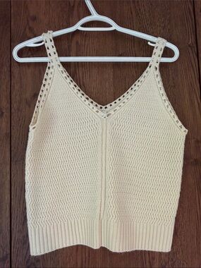 Wishlist Cream Crochet V-Neck Tank Top